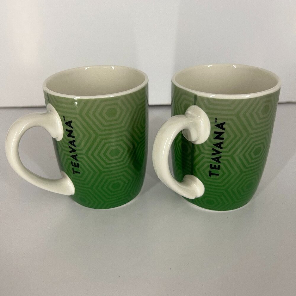 Set of 2 Starbucks x Teavana Geometric Green‎ Coffee Tea Mug 10 fl oz 295 ml
